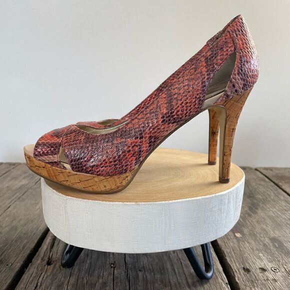 Alfani Faux Snakeskin Print Heels Size 6.5M EUC - Picture 1 of 8